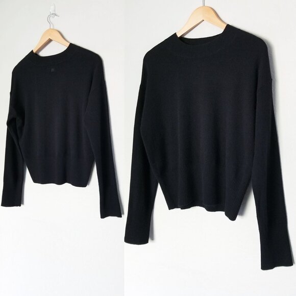 Banana Republic 100% Cashmere Wedge High Crewneck Sweater S Black Lightweight - Picture 14 of 14